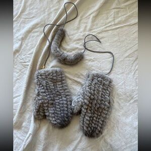 Real Mink Fur Textile Knit Mittens MaxMara